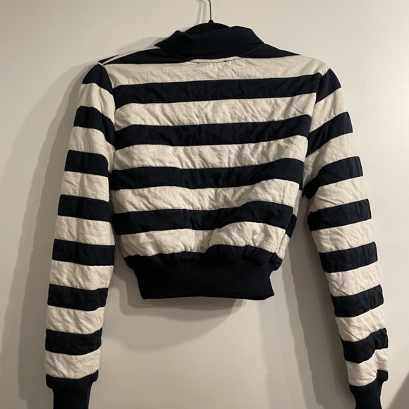 Blue/White striped crop collared shirt - Picture 2 of 6